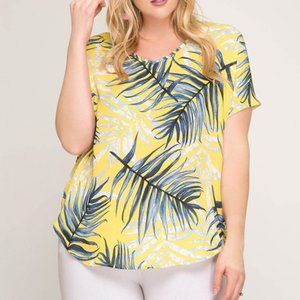 XL Yellow Palm Blouse